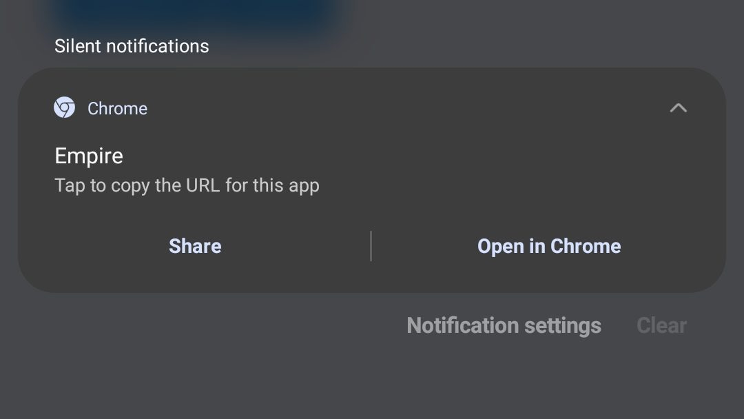 Chrome notification