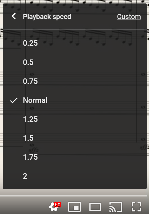 Preset playback speeds